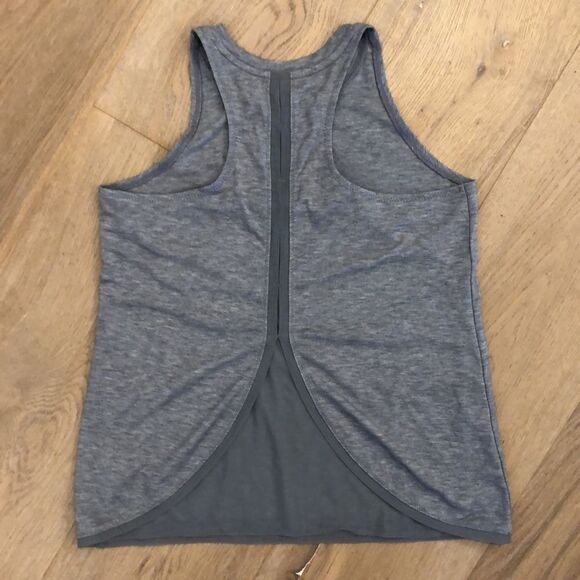 Athleta Girl Gray Tank Top with Mesh open back detail (L/12) - Picture 2 of 3